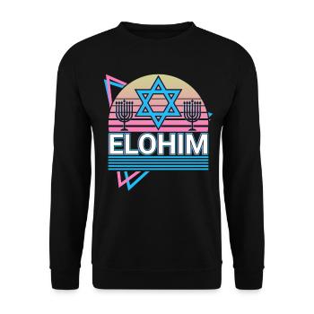 Elohim Hebrew Mythology Retro Jewish Jew - Unisex Sweatshirt - black - Front - Alina (178cm) & Michal (187cm)