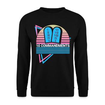 10 Commandements Christianisme Rétro - Sweat-shirt Unisexe - noir - Devant - Alina (178cm) & Michal (187cm)