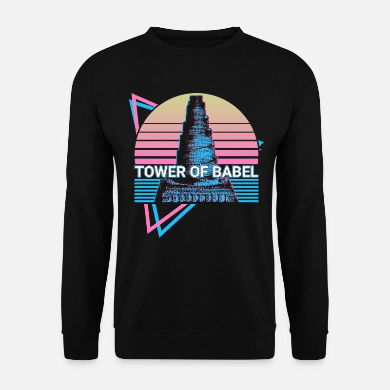 Turm von Babel Retro - Unisex Pullover - Schwarz