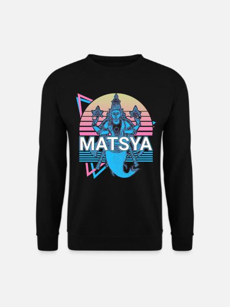 Matsya Hindu Mythology Retro - Unisex Sweatshirt - black