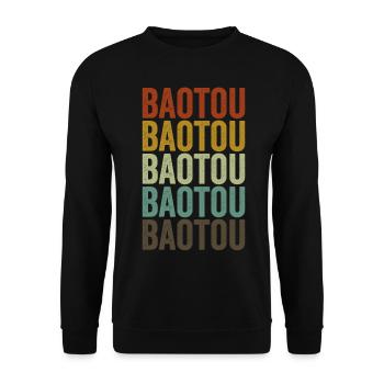 Baotou China Retro Vintage - Unisex Pullover - Schwarz - Vorne - Alina (178cm) & Michal (187cm)