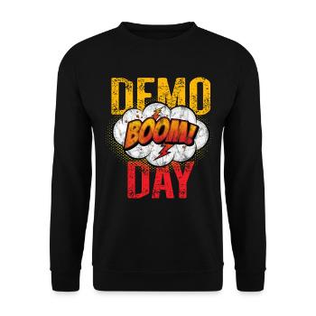Boom Demo Day Team Mitglied in Farbe - Unisex Pullover - Schwarz - Vorne - Alina (178cm) & Michal (187cm)