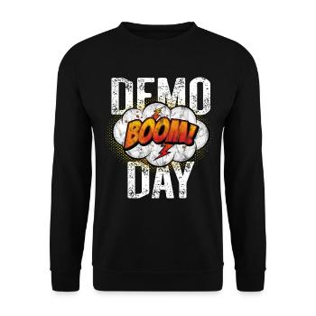Boom Demo Day für die Baustelle - Unisex Pullover - Schwarz - Vorne - Alina (178cm) & Michal (187cm)