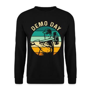 Retro Vorschlaghammer Abbruchsexperte am Demo Day - Unisex Pullover - Schwarz - Vorne - Alina (178cm) & Michal (187cm)