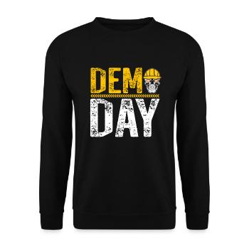 Demo Day Bauarbeiter Abruch Experten Helm Pflicht - Unisex Pullover - Schwarz - Vorne - Alina (178cm) & Michal (187cm)