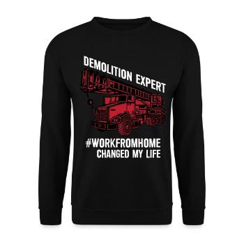 Abriss Experte mit Bagger und Kran auf der - Unisex Pullover - Schwarz - Vorne - Alina (178cm) & Michal (187cm)
