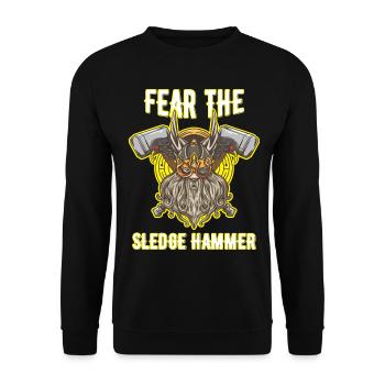 Fürchte den Vorschlaghammer Nordischer Wikinger - Unisex Pullover - Schwarz - Vorne - Alina (178cm) & Michal (187cm)