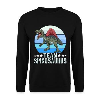 Team Spinosaurus Dinosaurier Dino - Unisex Pullover - Schwarz - Vorne - Alina (178cm) & Michal (187cm)