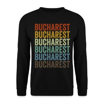 Bukarest Rumänien Retro Vintage - Unisex Pullover - Schwarz - Vorne - Alina (178cm) & Michal (187cm)