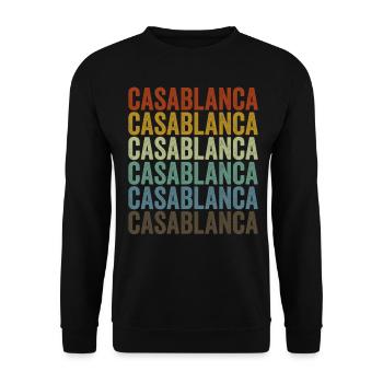 Casablanca Marokko Retro Vintage - Unisex Pullover - Schwarz - Vorne - Alina (178cm) & Michal (187cm)