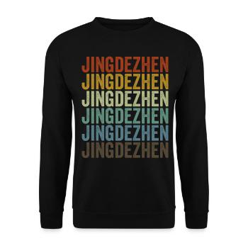 Jingdezhen China Retro Vintage - Unisex Pullover - Schwarz - Vorne - Alina (178cm) & Michal (187cm)