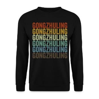 Gongzhuling China Retro Vintage - Unisex Pullover - Schwarz - Vorne - Alina (178cm) & Michal (187cm)