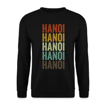 Hanoi Vietnam Retro Vintage - Unisex Pullover - Schwarz - Vorne - Alina (178cm) & Michal (187cm)