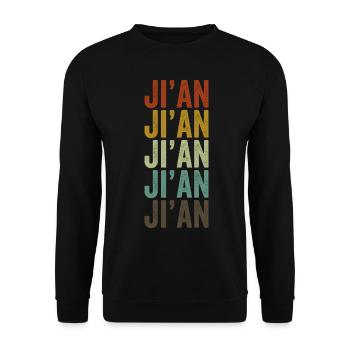 Ji'an China Retro Vintage - Unisex Pullover - Schwarz - Vorne - Alina (178cm) & Michal (187cm)