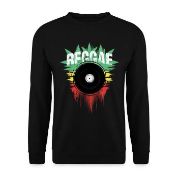 Musique Reggae Vinyle et Couleurs Vert Jaune Rouge - Sweat-shirt Unisexe - noir - Devant - Alina (178cm) & Michal (187cm)