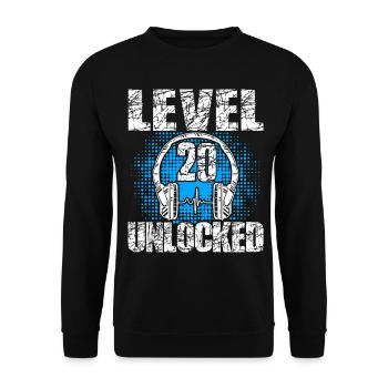 Level 20 Unlocked Birthday Gift 20 Years - Unisex Sweatshirt - black - Front - Alina (178cm) & Michal (187cm)