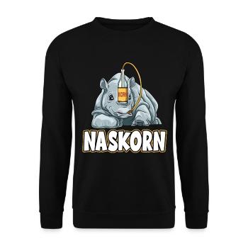 Naskorn Nashorn mit Korn - Unisex Pullover - Schwarz - Vorne - Alina (178cm) & Michal (187cm)