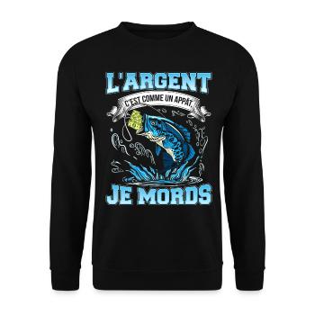 L'argent c'est comme un appât je mords-NeedyMinset - Sweat-shirt Unisexe - noir - Devant - Alina (178cm) & Michal (187cm)