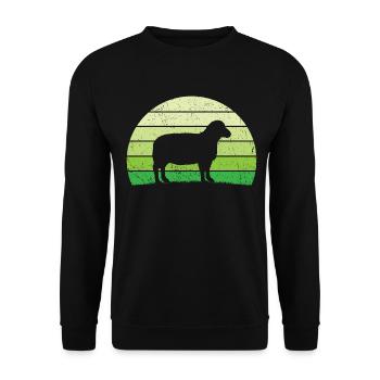 Retro Schaf T-Shirt Schaf - Unisex Pullover - Schwarz - Vorne - Alina (178cm) & Michal (187cm)