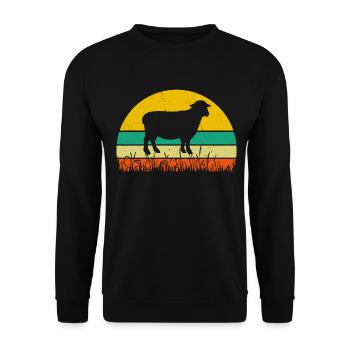 Retro Schaf T-Shirt Schaf - Unisex Pullover - Schwarz - Vorne - Alina (178cm) & Michal (187cm)