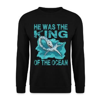 Velociraptor für einen Dino Fan und Dinosaurier - Unisex Pullover - Schwarz - Vorne - Alina (178cm) & Michal (187cm)