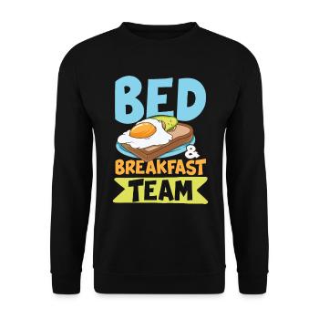 Bed Breakfast Team für Frühaufsteher Männer und - Unisex Pullover - Schwarz - Vorne - Alina (178cm) & Michal (187cm)