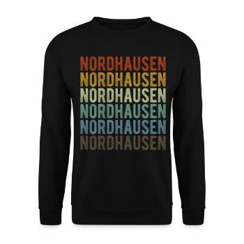 Nordhausen Stadt Retro Vintage - Unisex Pullover - Schwarz - Vorne - Alina (178cm) & Michal (187cm)