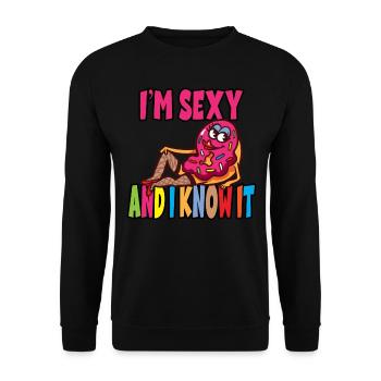 Lustiger Leckerer Donut für einen - Unisex Pullover - Schwarz - Vorne - Alina (178cm) & Michal (187cm)
