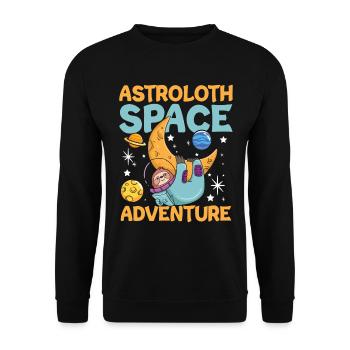Astroloth Space Adventure Faultier - Unisex Pullover - Schwarz - Vorne - Alina (178cm) & Michal (187cm)
