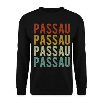 Passau City Retro Vintage - Unisex Sweatshirt - black - Front - Alina (178cm) & Michal (187cm)