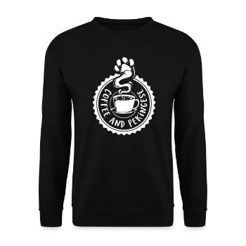 Kaffee und Pekinese - Unisex Pullover - Schwarz - Vorne - Alina (178cm) & Michal (187cm)