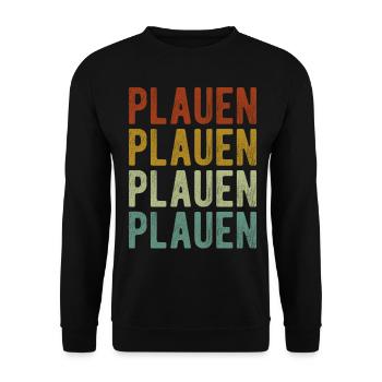 Plauen City Retro Vintage - Unisex Sweatshirt - black - Front - Alina (178cm) & Michal (187cm)