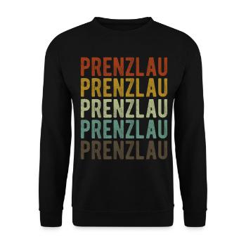 Prenzlau Stadt Retro Vintage - Unisex Pullover - Schwarz - Vorne - Alina (178cm) & Michal (187cm)