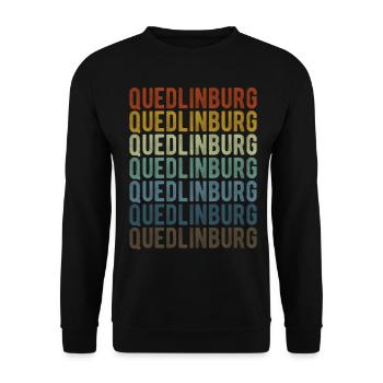 Quedlinburg Stadt Retro Vintage - Unisex Pullover - Schwarz - Vorne - Alina (178cm) & Michal (187cm)