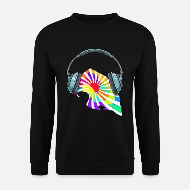 Fehmarn Kopfhörer Musik Bunt - Unisex Pullover - Schwarz
