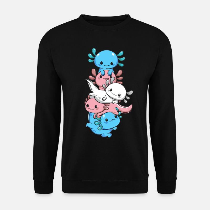 Subtle Transgender Pride Flag Kawaii Axolotl LGBTQ - Unisex Pullover - Schwarz