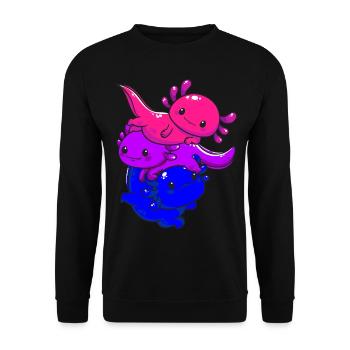 Subtil Bi Pride Bisexual Flag Kawaii Axolotl LGBTQ - Sweat-shirt Unisexe - noir - Devant - Alina (178cm) & Michal (187cm)