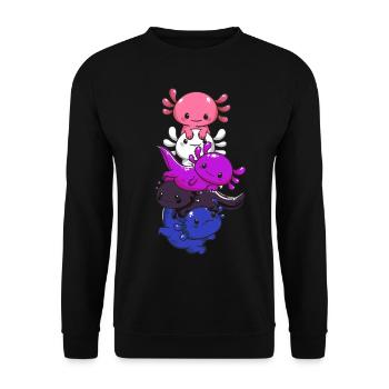 Subtle Genderfluid Flag Kawaii Axolotl LGBTQ - Unisex Sweatshirt - black - Front - Alina (178cm) & Michal (187cm)
