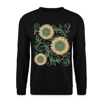 Baroque Aesthetic Sunflower Pattern Dark Academia - Unisex Sweatshirt - black - Front - Alina (178cm) & Michal (187cm)