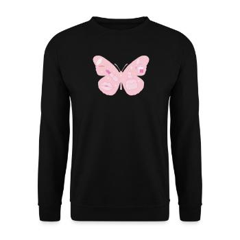 Minimalistic Butterfly Downtown Aesthetic Coquette - Unisex Pullover - Schwarz - Vorne - Alina (178cm) & Michal (187cm)