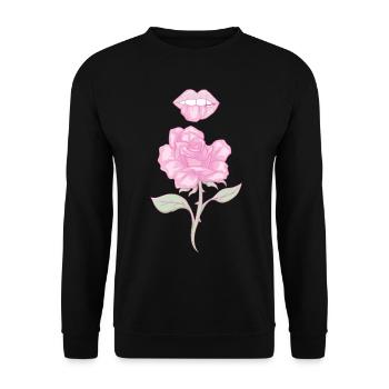 Coquette Aesthetic Pink Rose Downtown Aesthetic - Unisex Pullover - Schwarz - Vorne - Alina (178cm) & Michal (187cm)