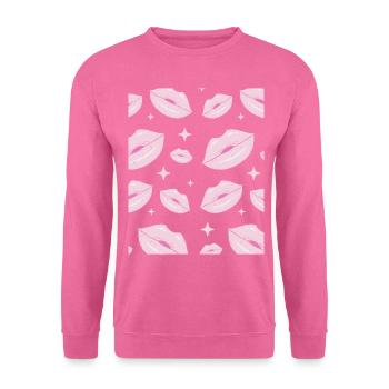 Coquette Aesthetic Pink Kisses Lipstick Downtown - Unisex Pullover - Pink - Vorne