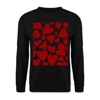 Coquette Aesthetic Pink Heart Downtown Aesthetic - Unisex Pullover - Schwarz - Vorne - Alina (178cm) & Michal (187cm)