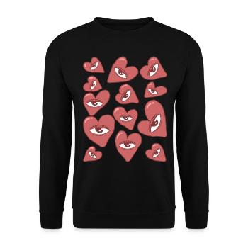 Coquette Aesthetic Pink Weirdcore Downtown - Unisex Pullover - Schwarz - Vorne - Alina (178cm) & Michal (187cm)