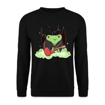 Downtown Girl Aesthetic Kawaii Frog Coquette - Unisex Sweatshirt - black - Front - Alina (178cm) & Michal (187cm)