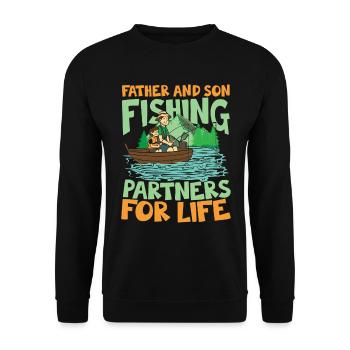 Father And Son Fishing Partners For Life - Unisex Pullover - Schwarz - Vorne - Alina (178cm) & Michal (187cm)
