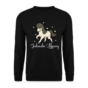 Pferdeliebhaber - Icelandic Mommy - Unisex Pullover - Schwarz - Vorne - Alina (178cm) & Michal (187cm)