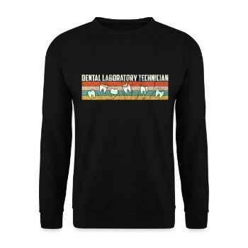 Dental Techniker im Labor verschiedene Zähne im - Unisex Pullover - Schwarz - Vorne - Alina (178cm) & Michal (187cm)