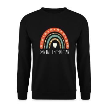 Zahntechniker Retro Farben Regenbogen und - Unisex Pullover - Schwarz - Vorne - Alina (178cm) & Michal (187cm)