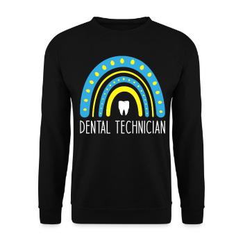 Zahntechniker Retro Farben Regenbogen und Blau und - Unisex Pullover - Schwarz - Vorne - Alina (178cm) & Michal (187cm)